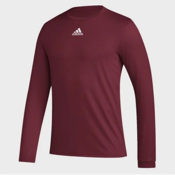 ADIDAS MEN'S LONG SLEEVE PREGAME BOS TEE Burgundy Size 2XL/2TG NWT - Picture 1 of 6
